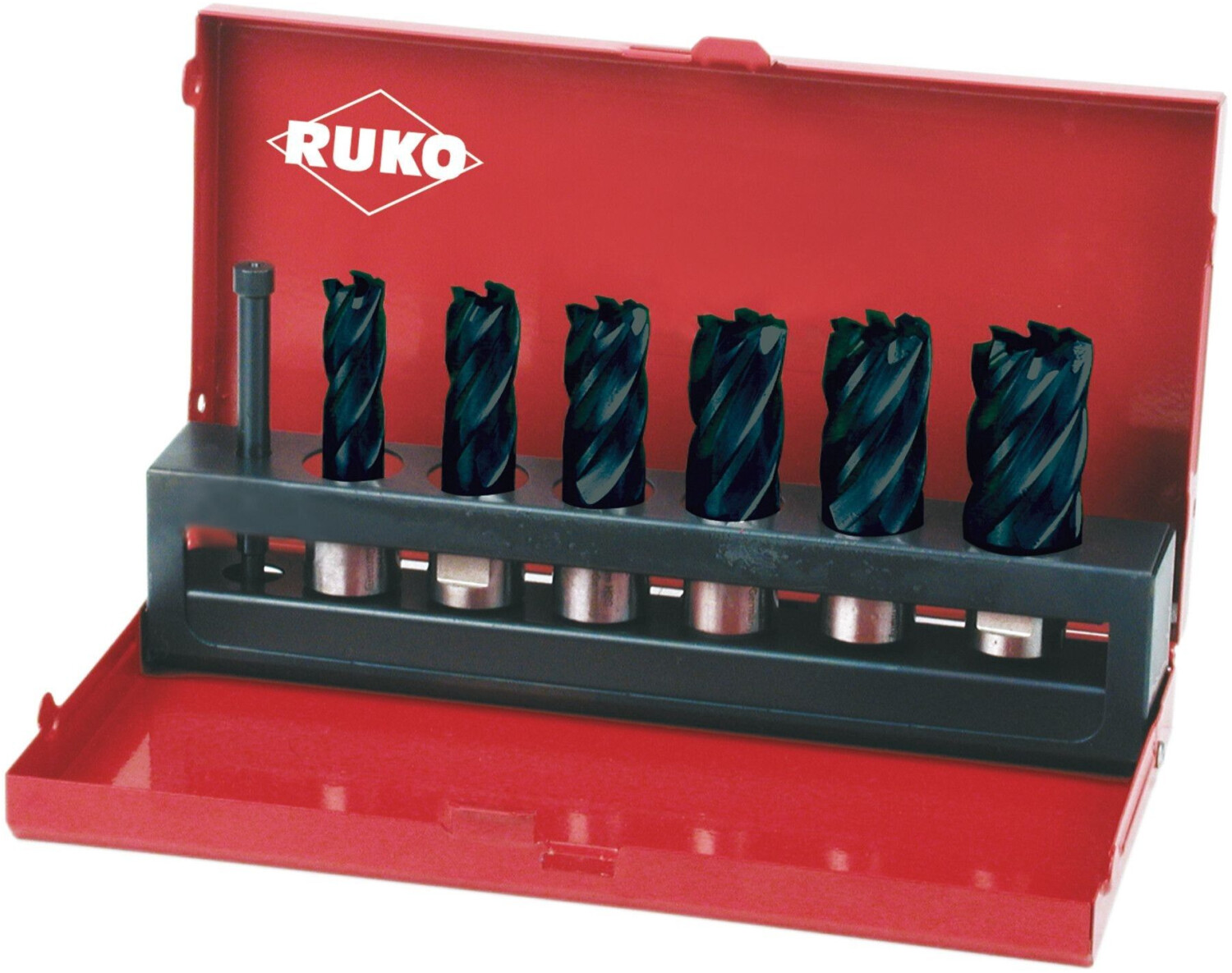 RUKO Coring drill pack 7tlg. D.12-22mm HSS-TiAlN L.30mm Weldon