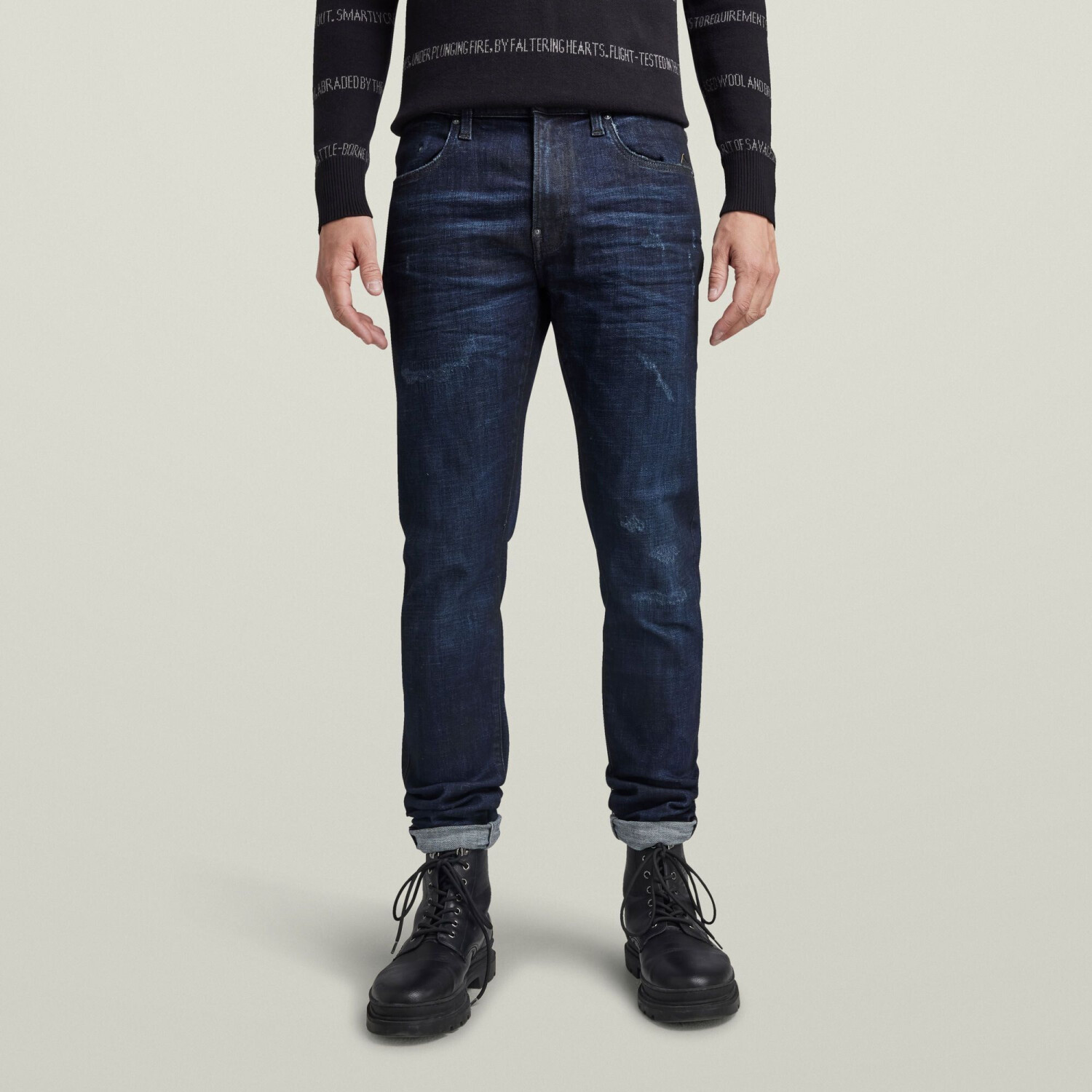 G-Star Revend Fwd Skinny Jeans (D20071) worn in dark sapphire restored