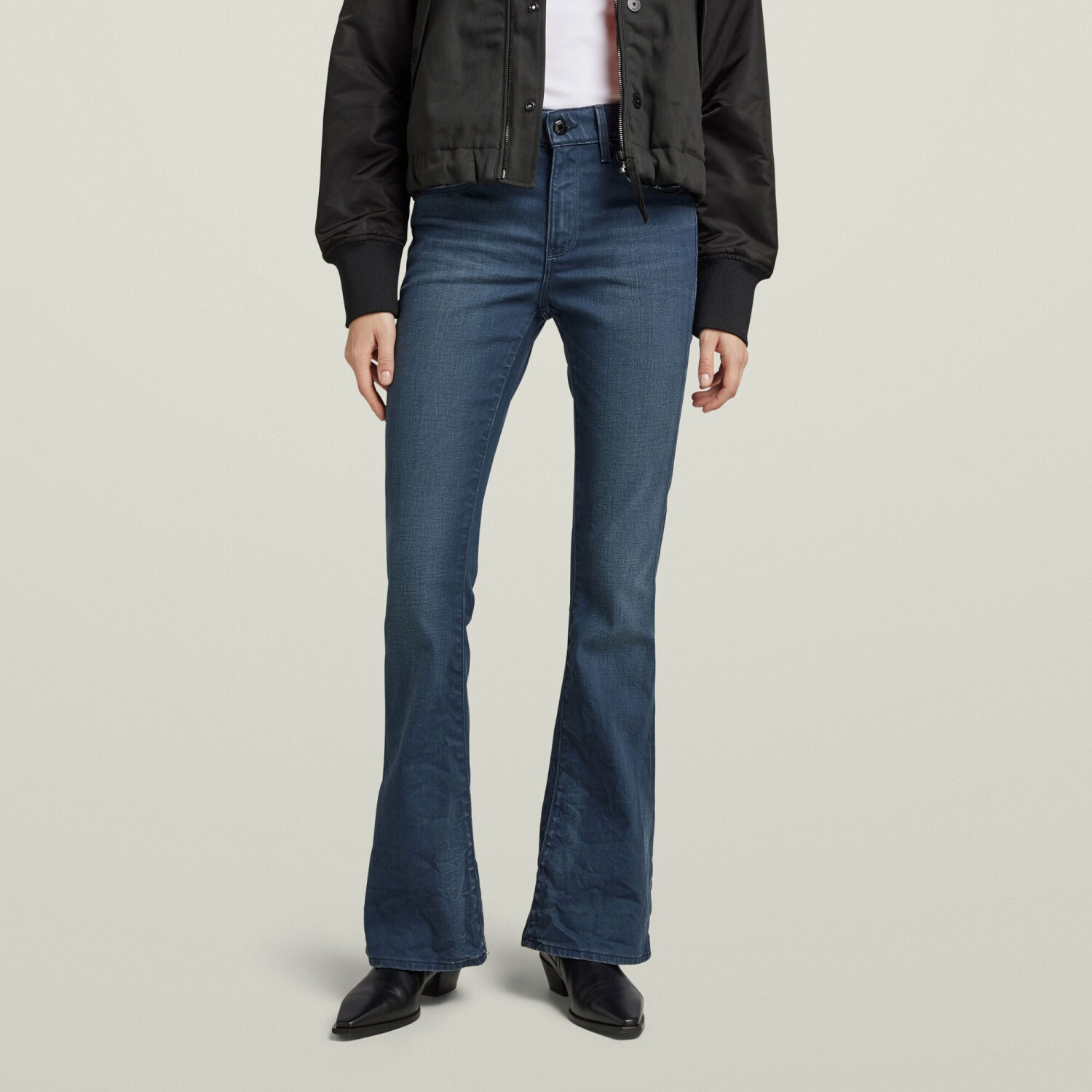 G-Star 3301 Flare Jeans (D21290) worn in rivulet