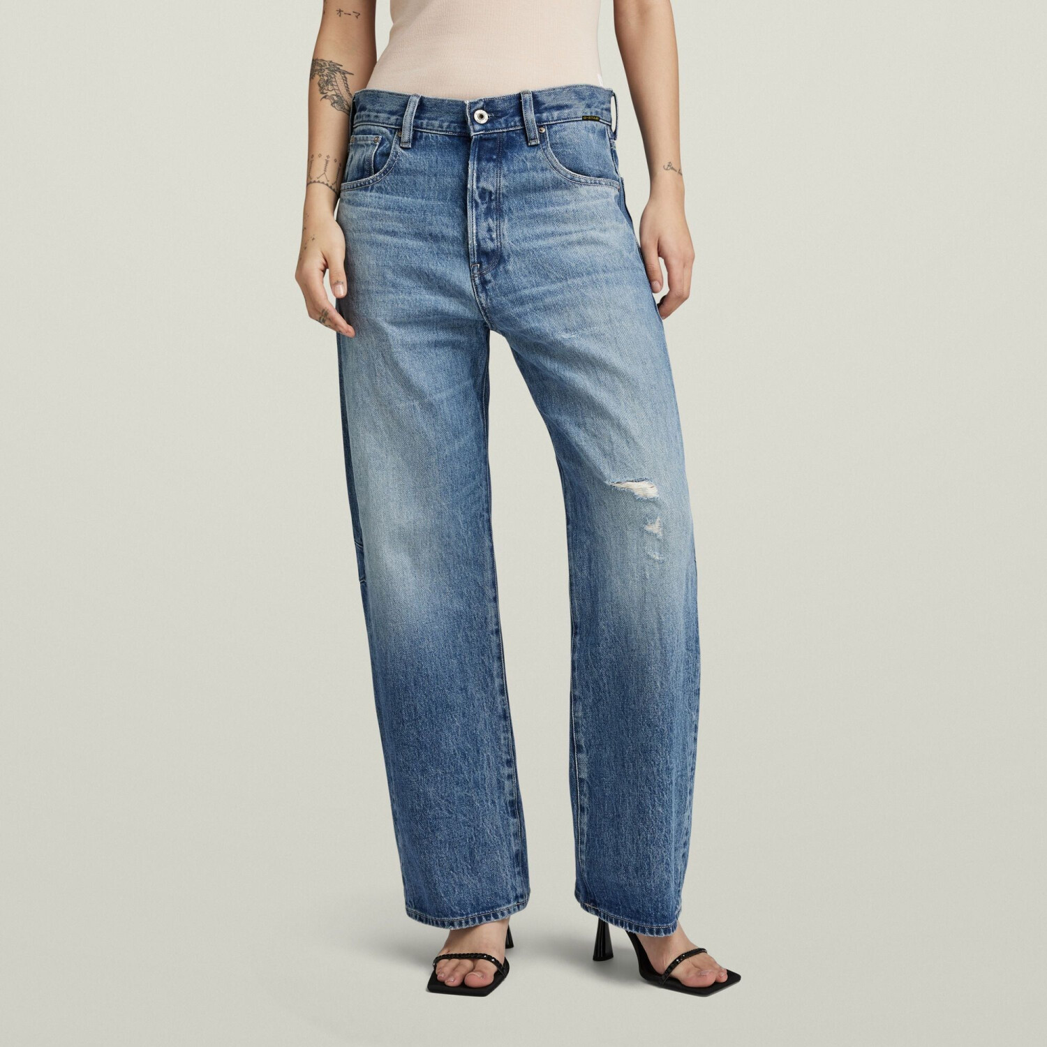 G-Star Bowey Ankle Boyfriend 3D Jeans (D24329) sun faded ripped blue donau