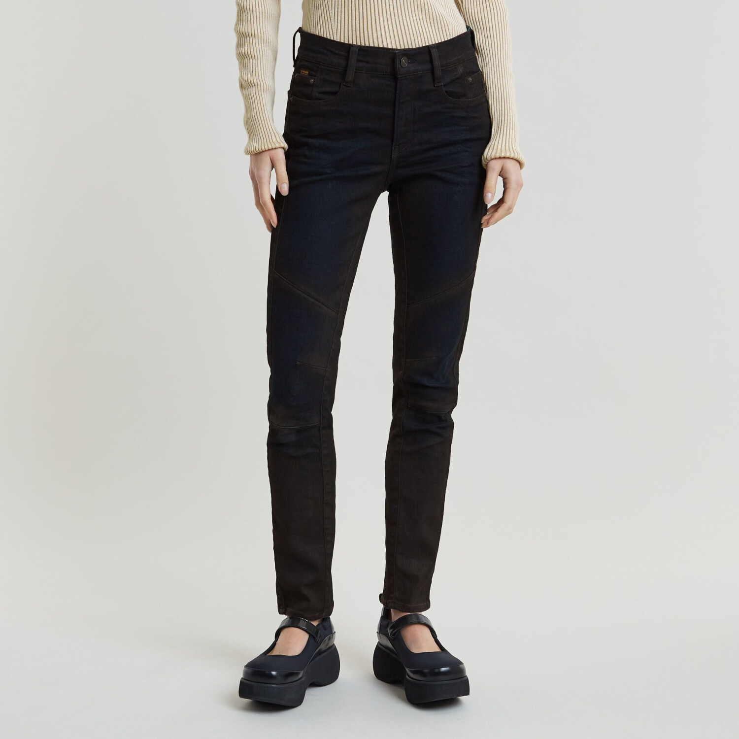 G-Star Ace 2.0 Biker Slim Straight Jeans (D25285) worn in granulite cobler