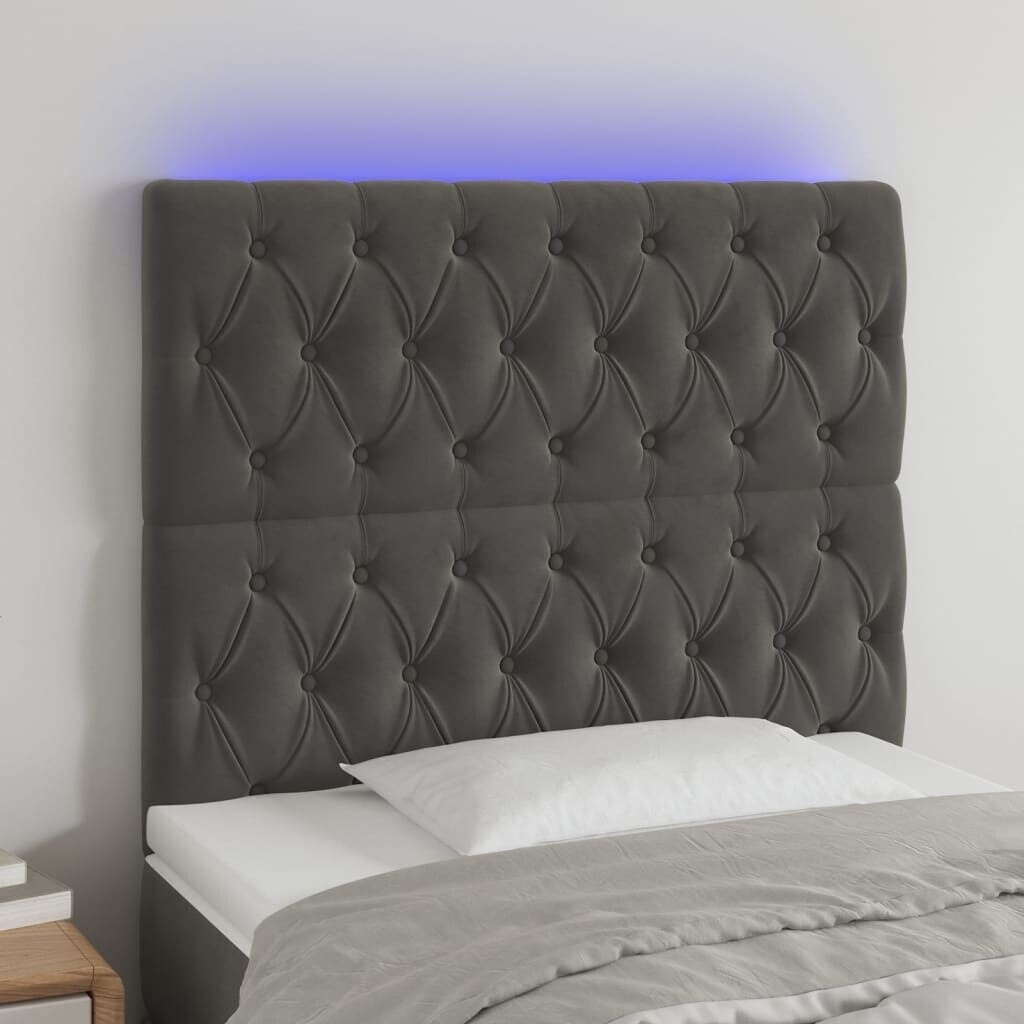 vidaXL LED headboard 80x7x118/128cm velvet (3122790)