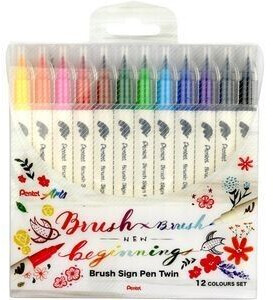 Pentel Pentel Brush-Pen SESW30C-12 Brush Sign Pen Twin 12 pcs.