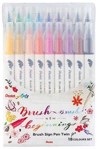 Pentel Brush-Pen SESW30C-18 Brush Sign Pen Twin