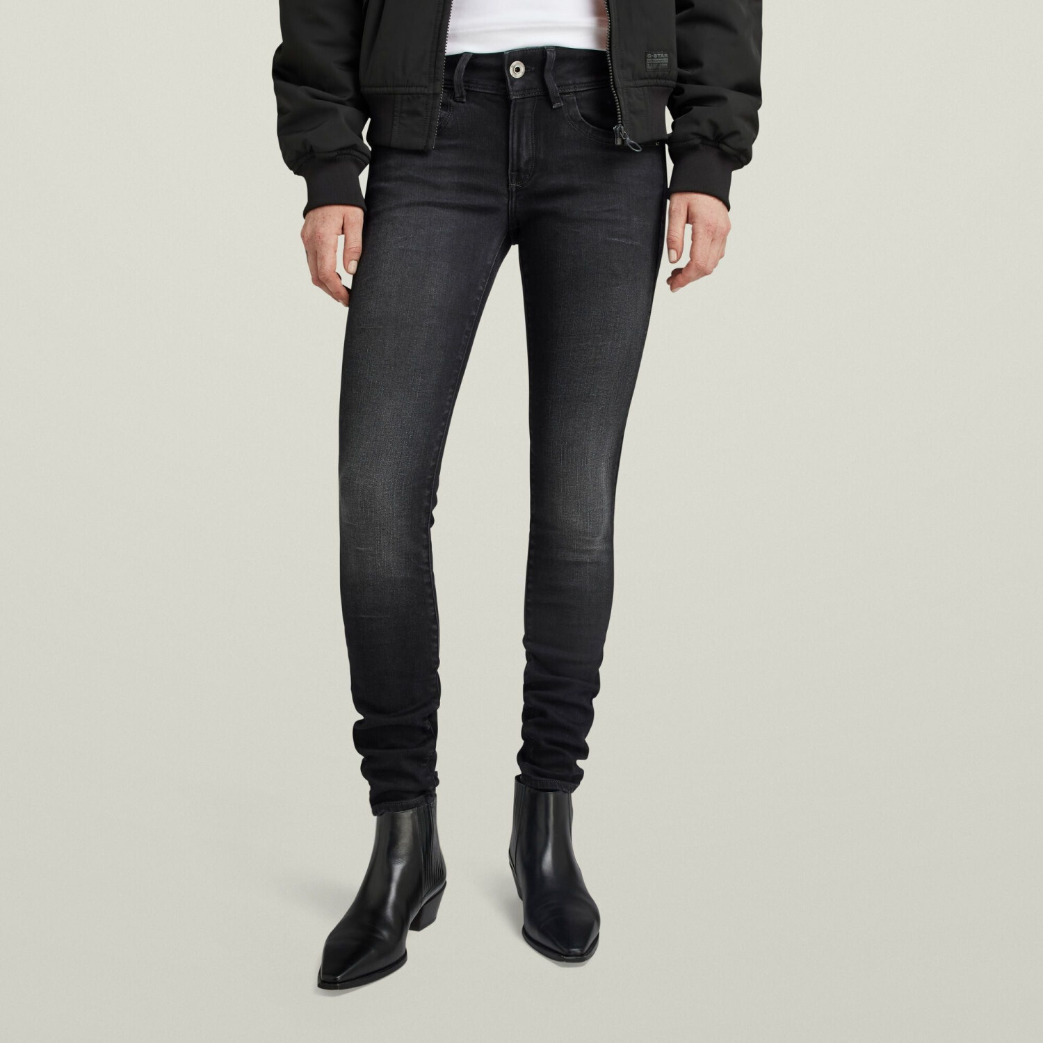 G-Star Lynn Mid Waist Skinny Jeans (D06746) faded black magnet