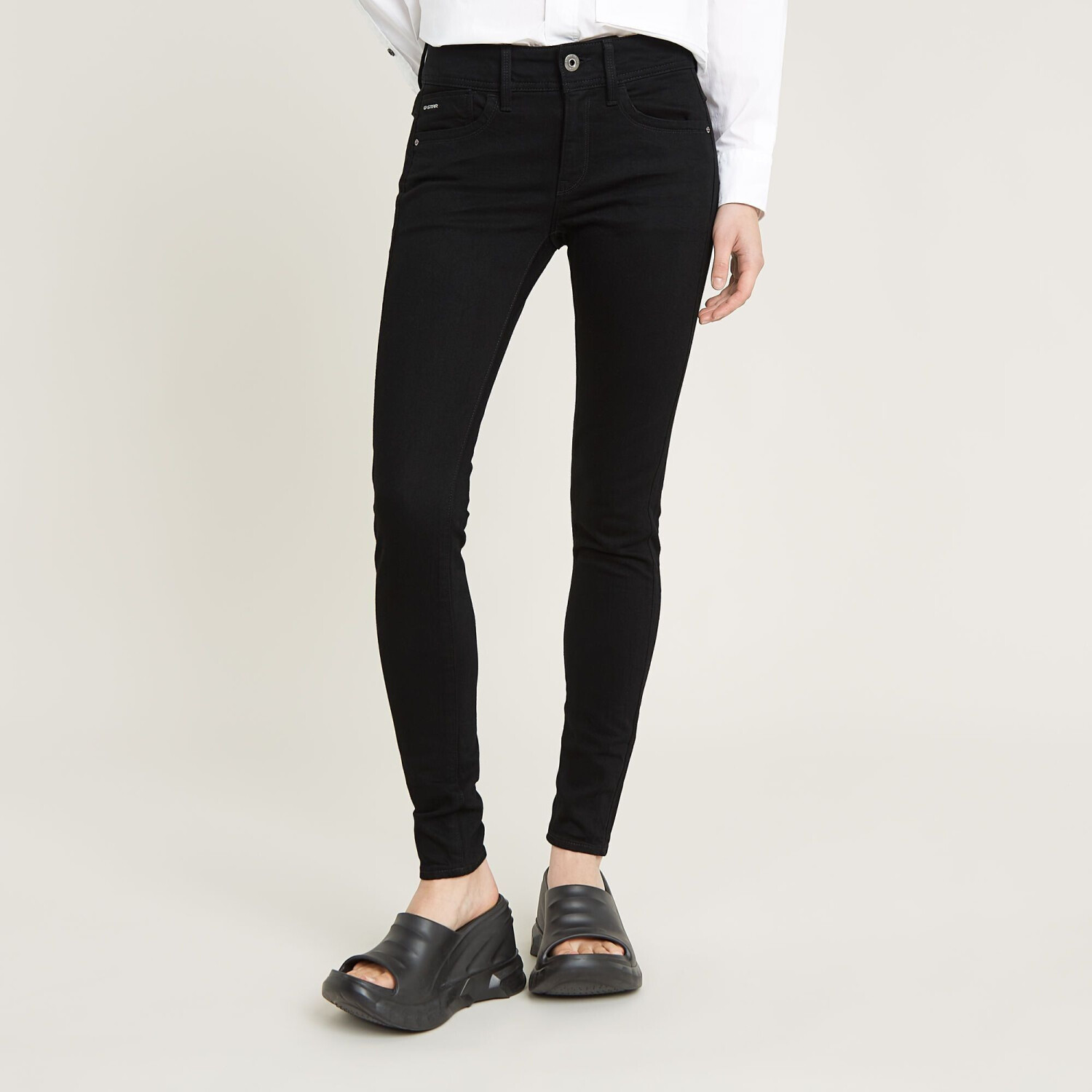 G-Star Lynn Mid Waist Skinny Jeans (D06746) pitch black