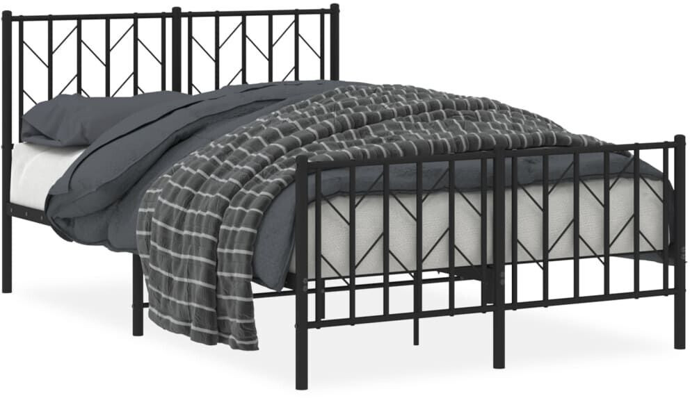 vidaXL Bed frame with head and footboard metal 120x190cm (374452)