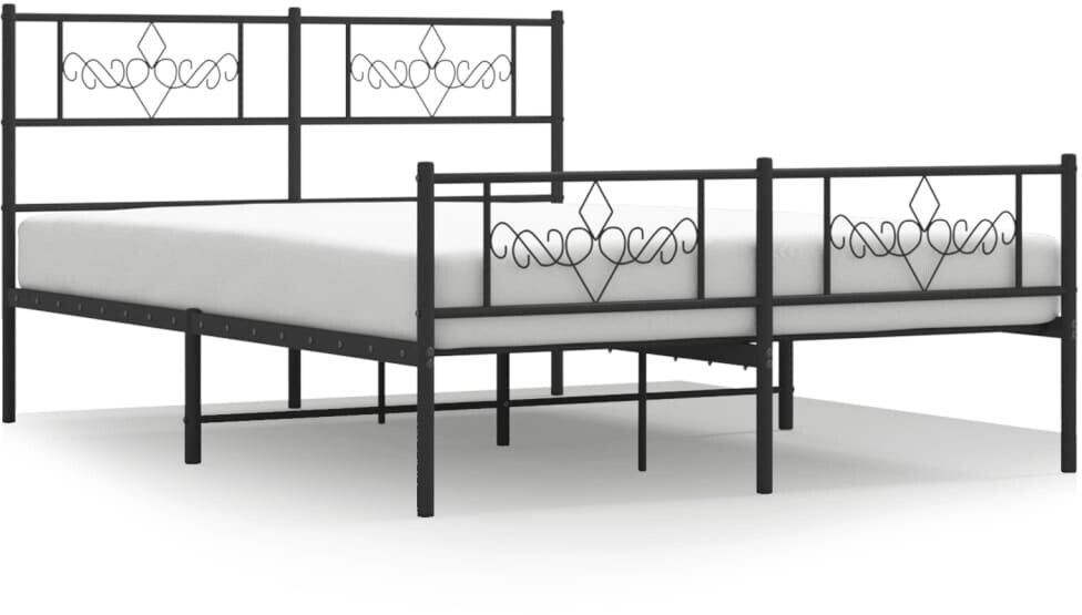 vidaXL Bed frame with head and footboard metal 135x190cm (355284)