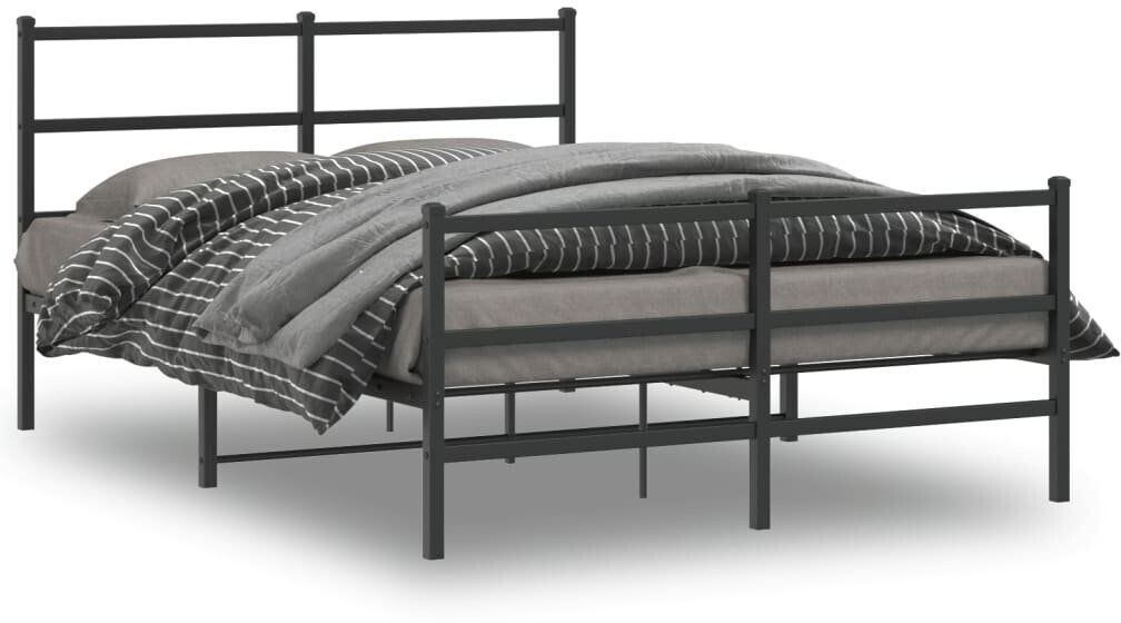 vidaXL Bed frame with head and footboard metal 135x190cm (355382)