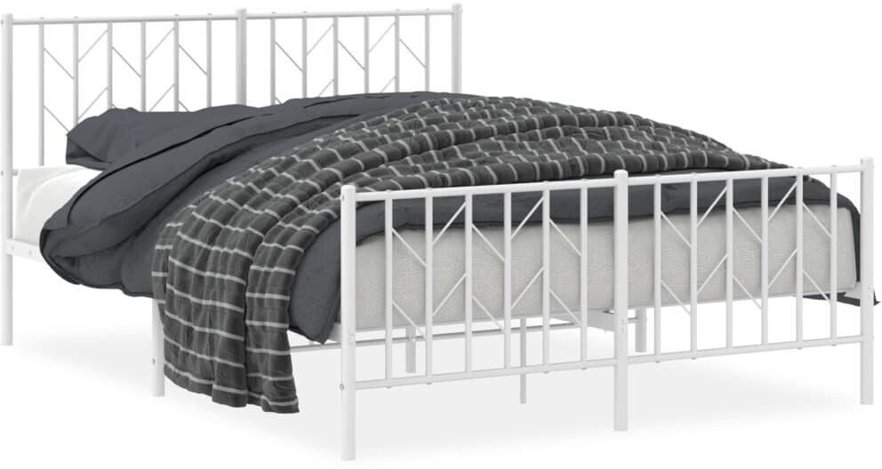 vidaXL Bed frame with head and footboard metal 135x190cm (374503)