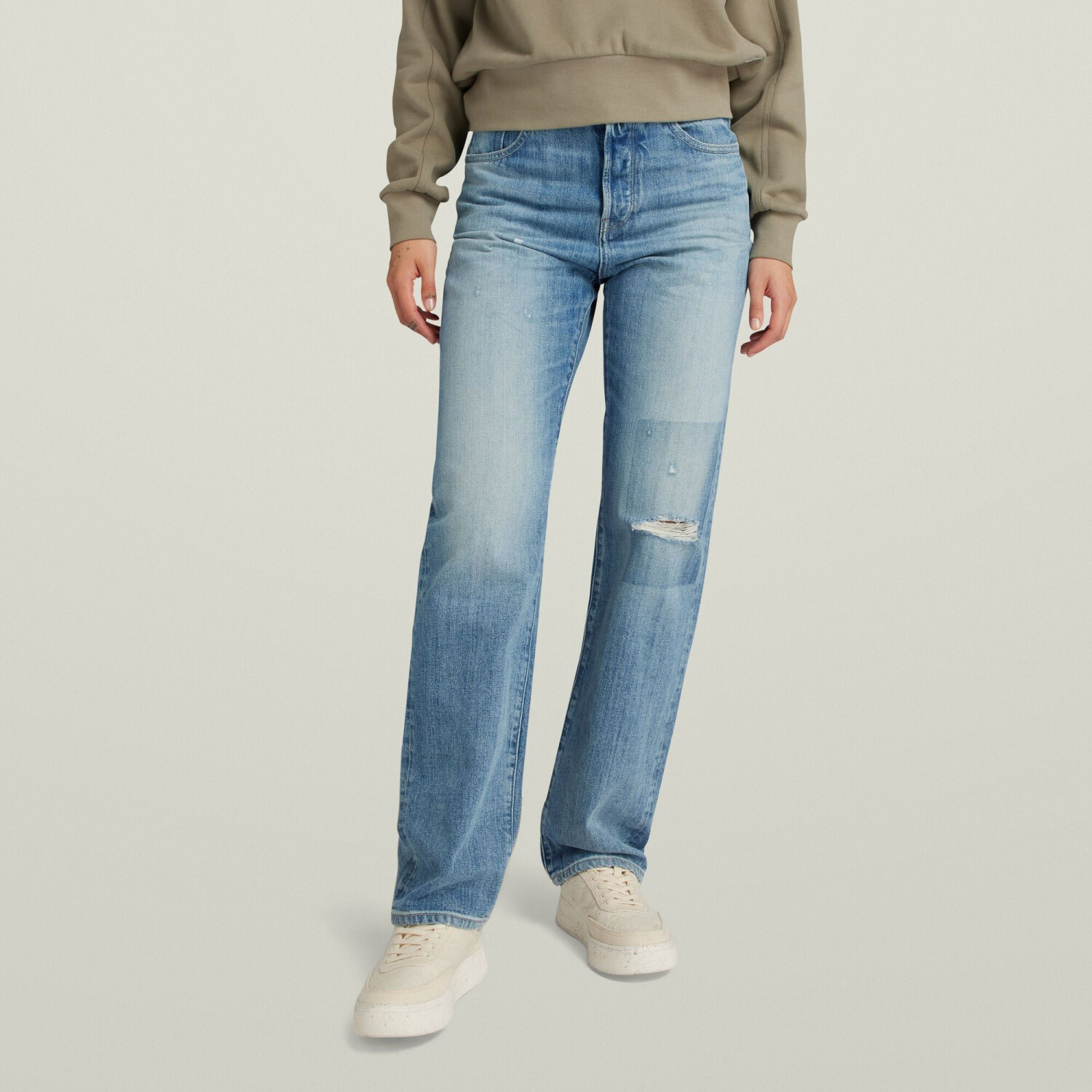 G-Star Viktoria High Straight Jeans (D23959) faded ripped denali blue