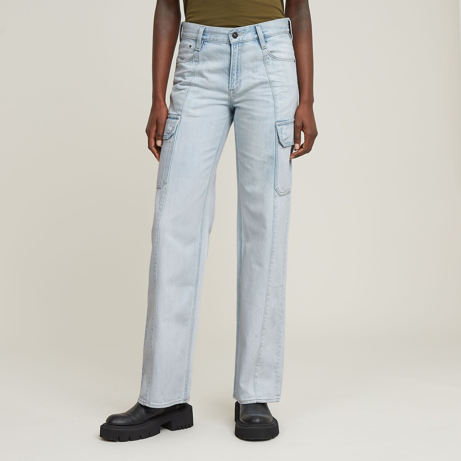 G-Star Judee Cargo Low Waist Loose Jeans (D24673) sun faded piscina blue