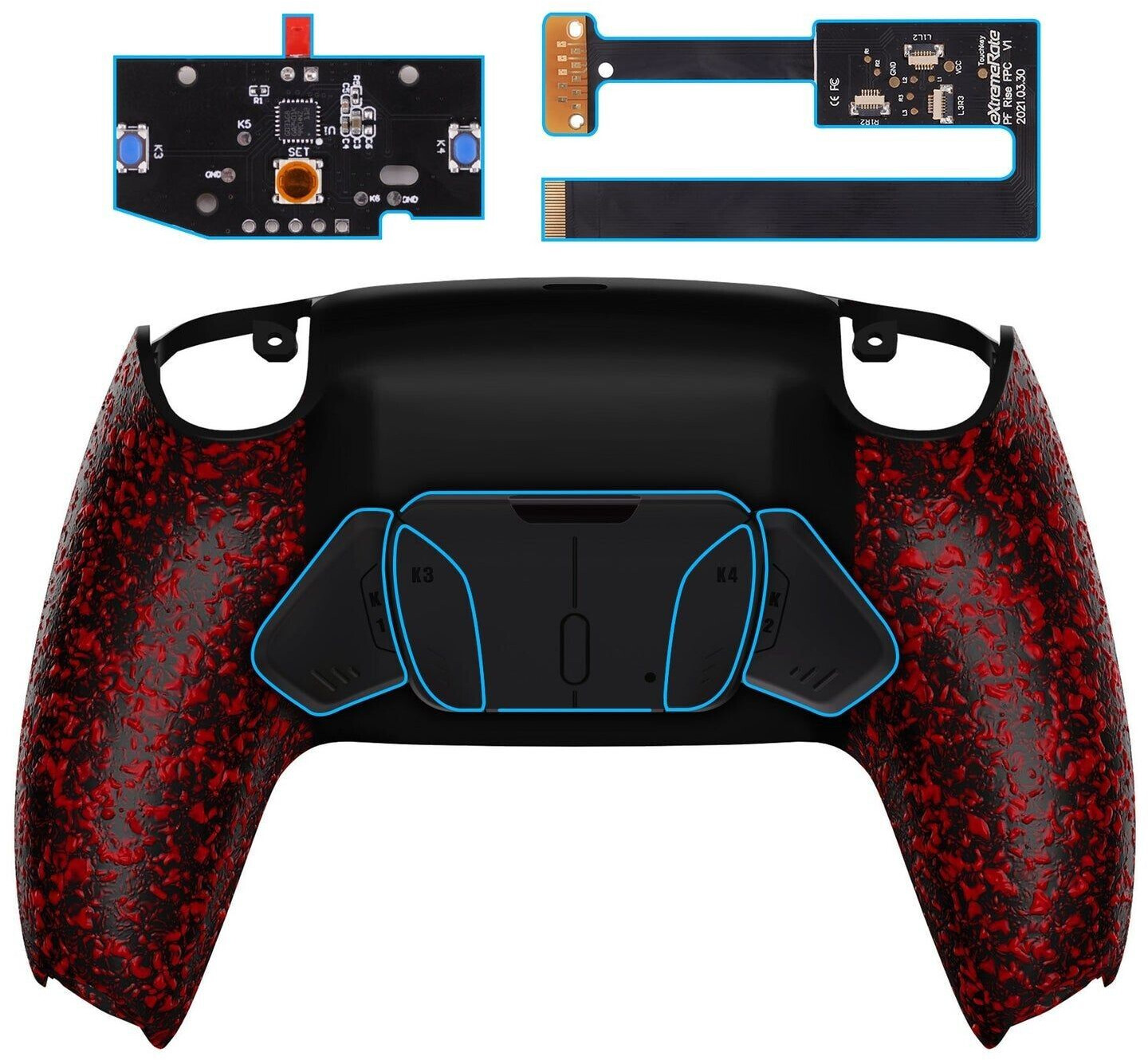 eXtremeRate PS5 Controller Remappable RISE4 Remap Kit BDM-010/020 Textured Red