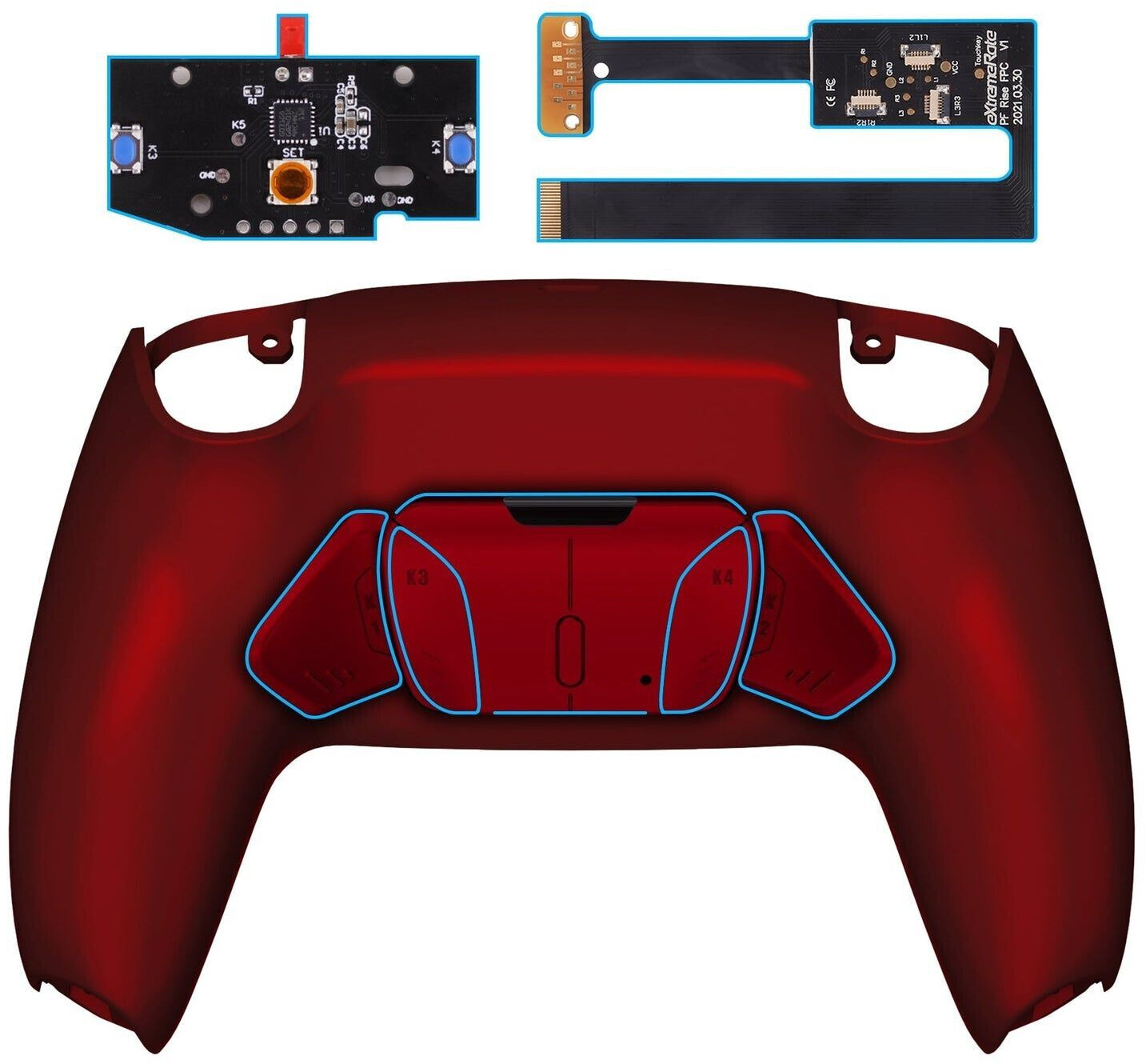 eXtremeRate PS5 Controller Remappable RISE4 Remap Kit BDM-010/020 Scarlet Red