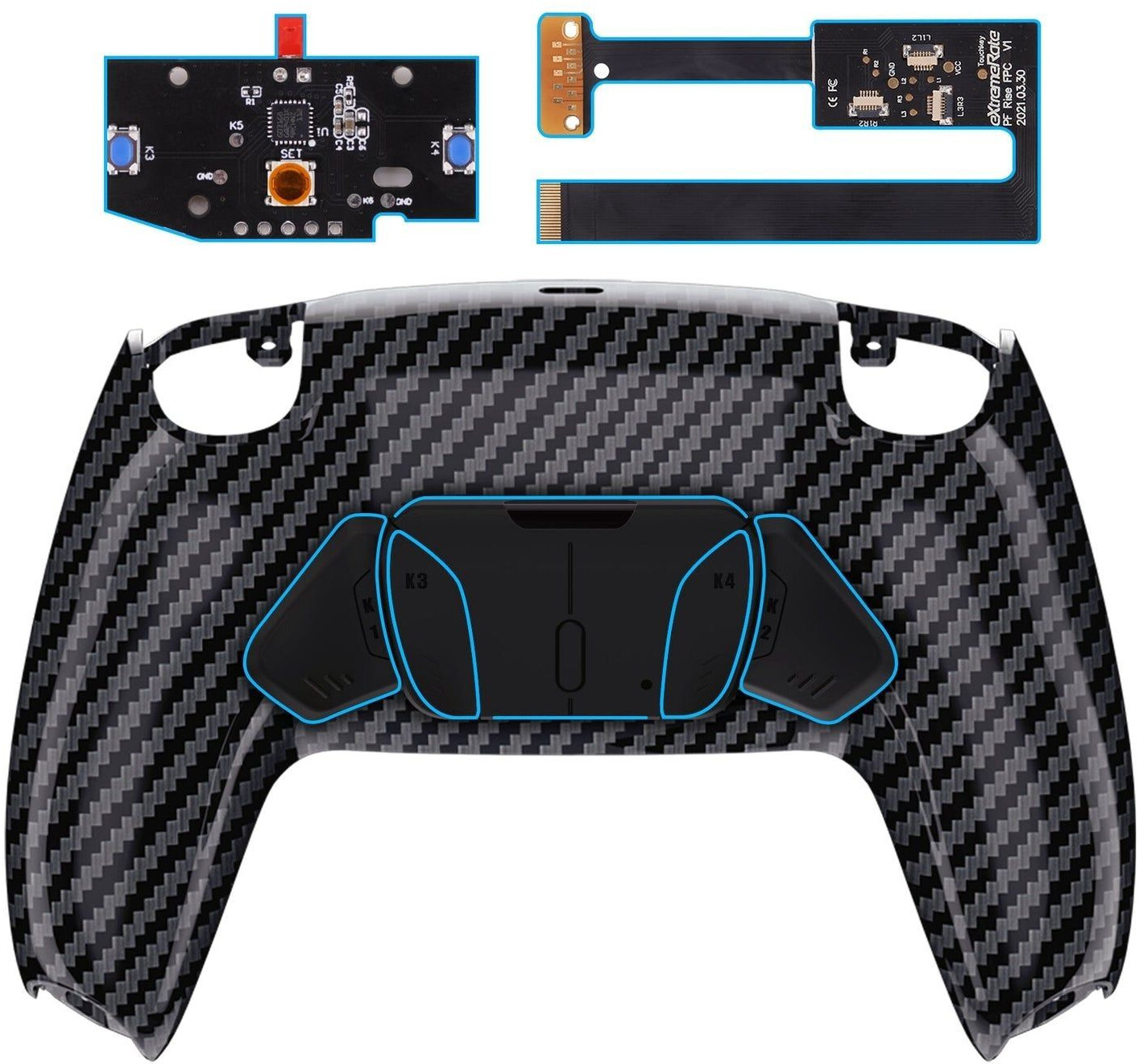eXtremeRate PS5 Controller Remappable RISE4 Remap Kit BDM-010/020 Graphite Carbon Fiber