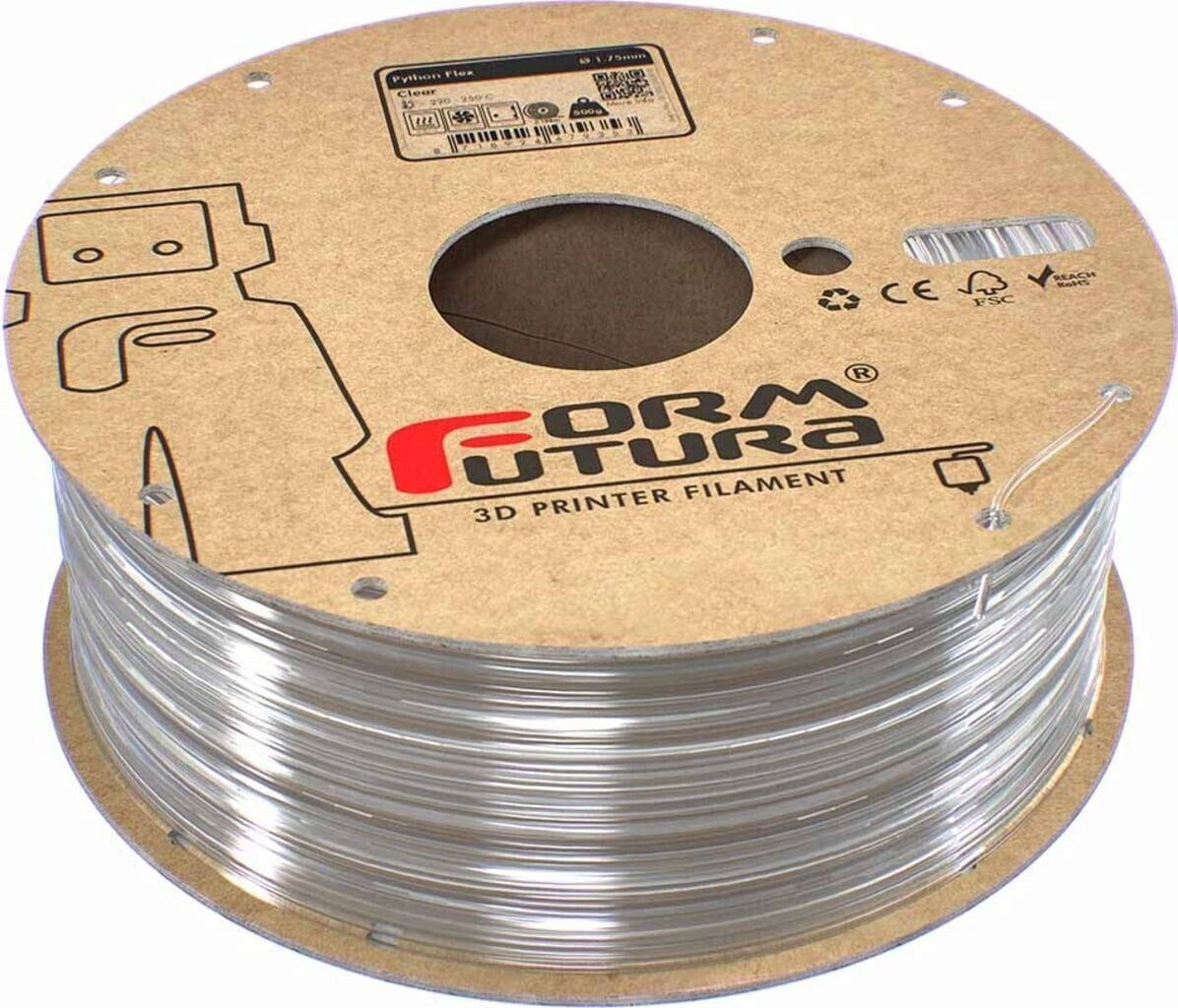 Formfutura Python Flex TPU 98A Filament 1.75mm 500g Clear