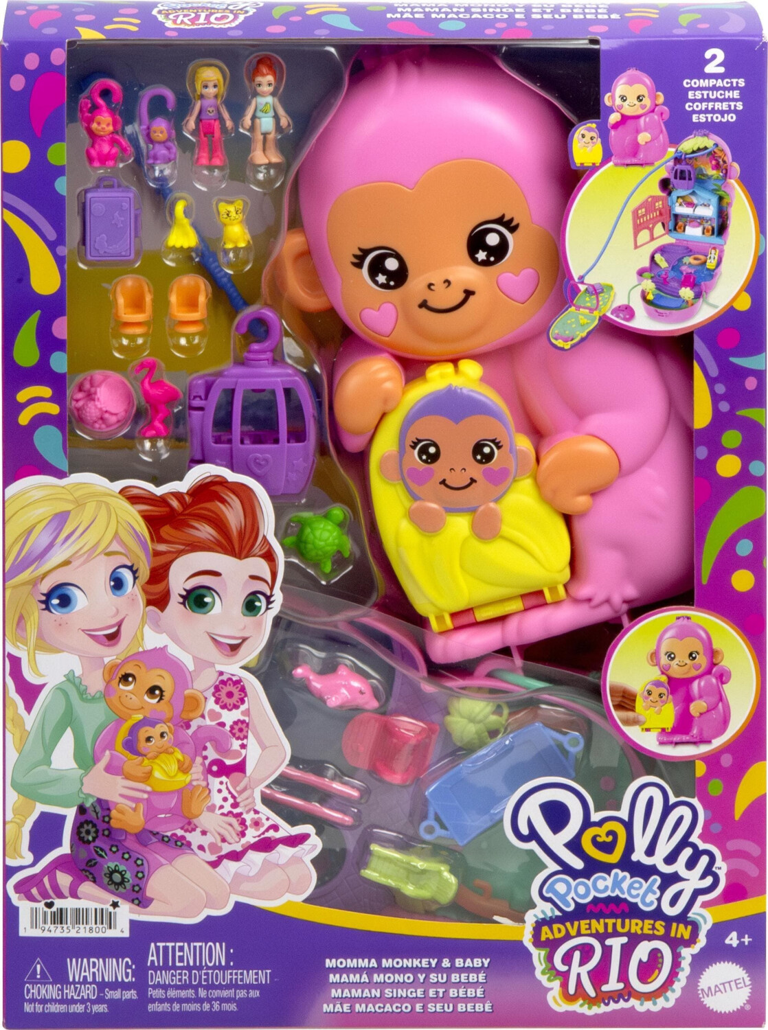Polly Pocket Mamma Monkey & Baby