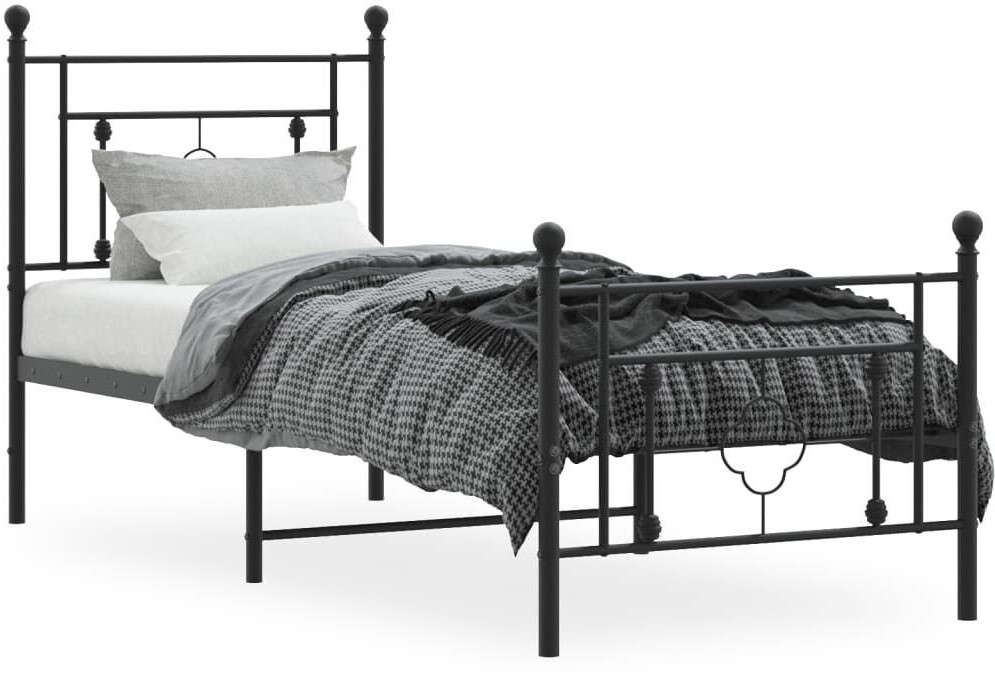 vidaXL Bed frame with head and footboard metal 75x190cm (374347)