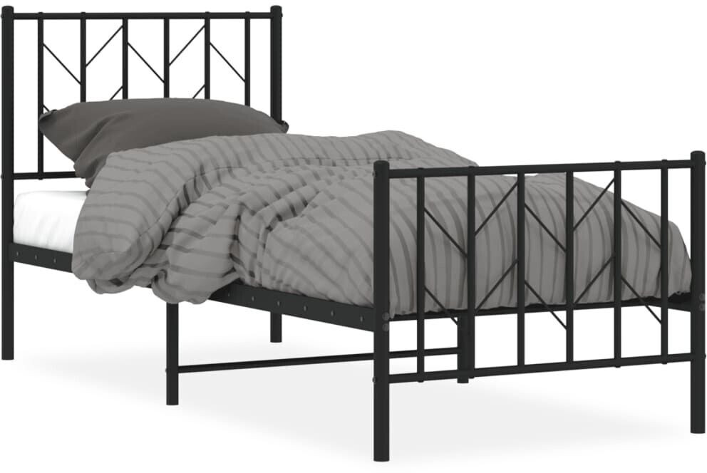 vidaXL Bed frame with head and footboard metal 75x190cm (374445)