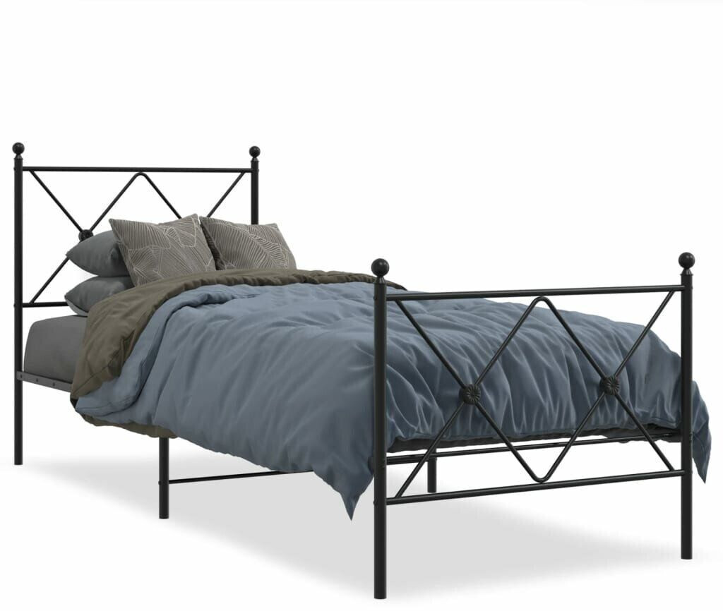 vidaXL Bed frame with head and footboard metal 75x190cm (376510)