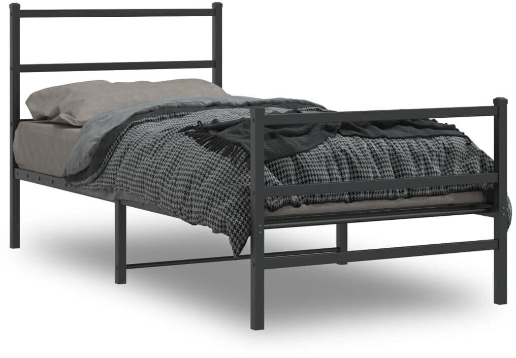 vidaXL Bed frame with head and footboard metal 90x190cm (355375)