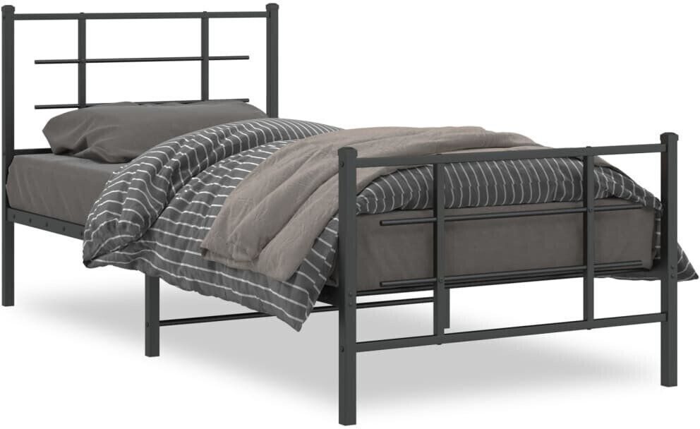 vidaXL Bed frame with head and footboard metal 90x190cm (355571)