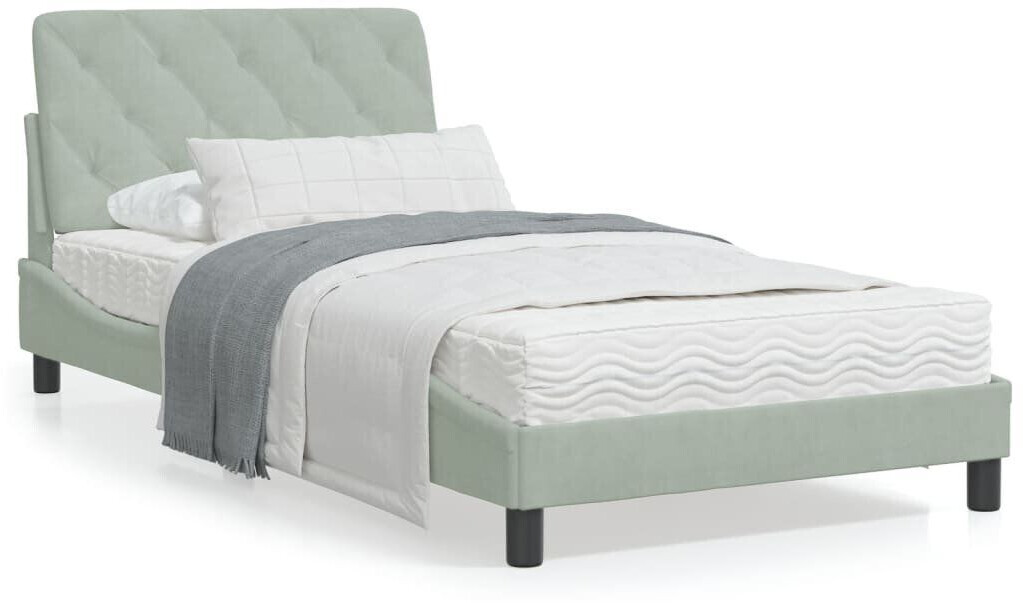 vidaXL Bed frame with headboard 100x200cm velvet (3207905)
