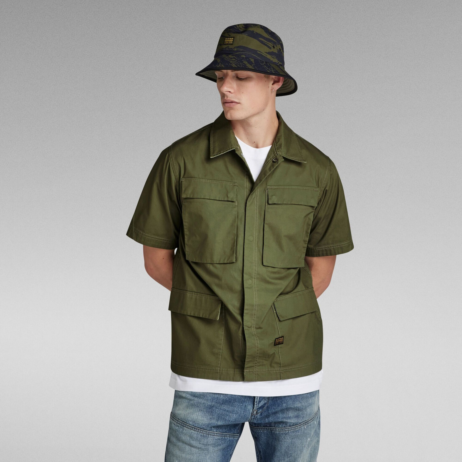 G-Star R-3N Slim Overshirt (D24290) shadow olive