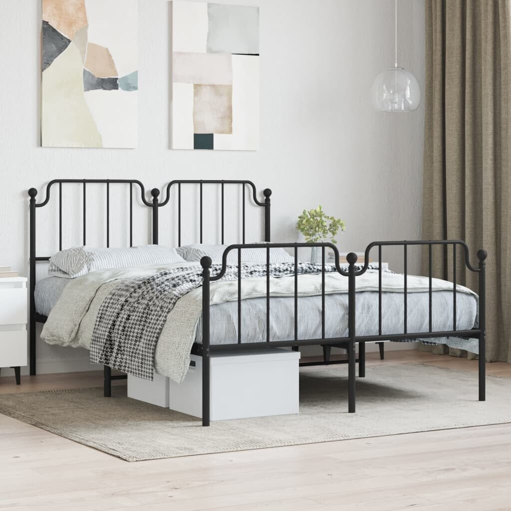 vidaXL Bed frame with headboard and footboard metal 120x190cm (373902)