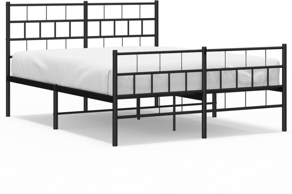 vidaXL Bed frame with headboard and footboard metal 135x190cm (355676)