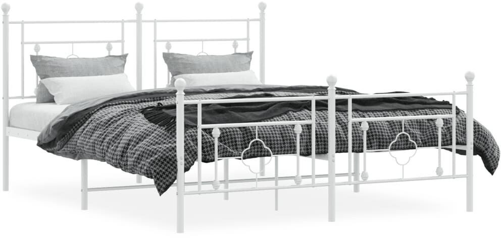 vidaXL Bed frame with headboard and footboard metal 150x200cm (374408)