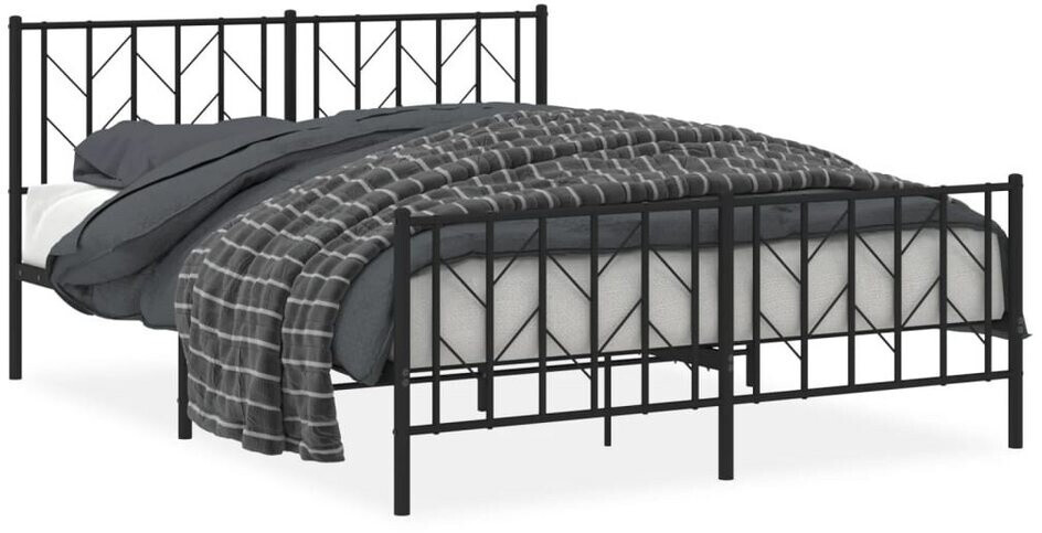 vidaXL Bed frame with headboard and footboard metal 150x200cm (374457)