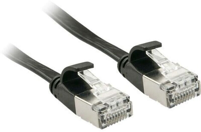Lindy Patch-Kabel 3,0m U/FTP CAT 6a geformt ohne Haken flach Schwarz (47483)
