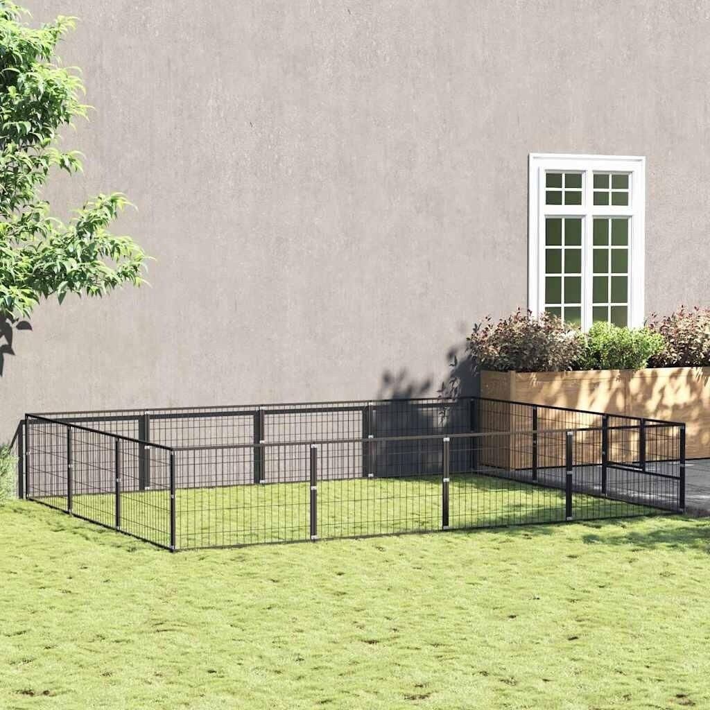 vidaXL Dog kennel steel black 4 m 3 m 70 cm (3082128)