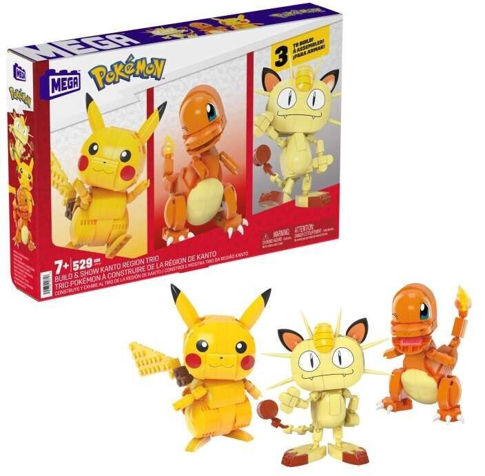 MEGA BLOKS Pokémon Building Kit, Kanto Region Trio With 3 Action Figures