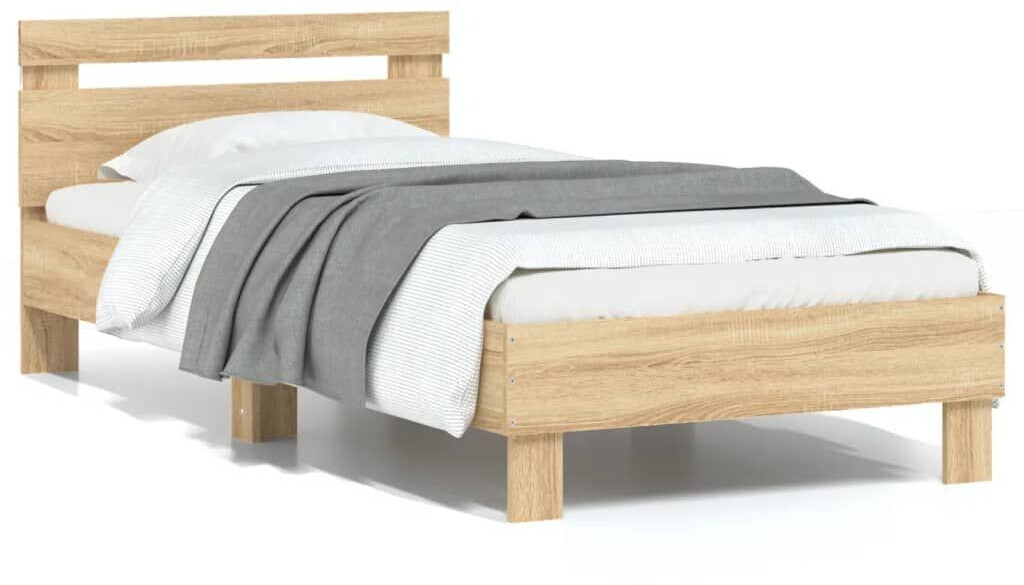 vidaXL Bed frame with headboard LED lights 75x190cm (838752)