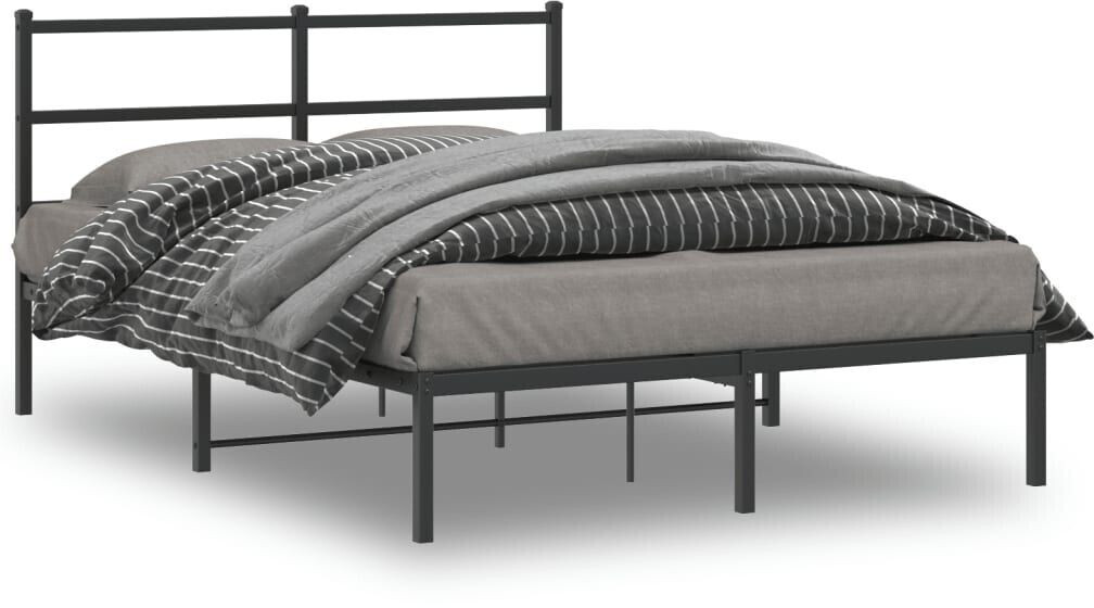 vidaXL Bed frame with headboard metal 135x190cm (355364)