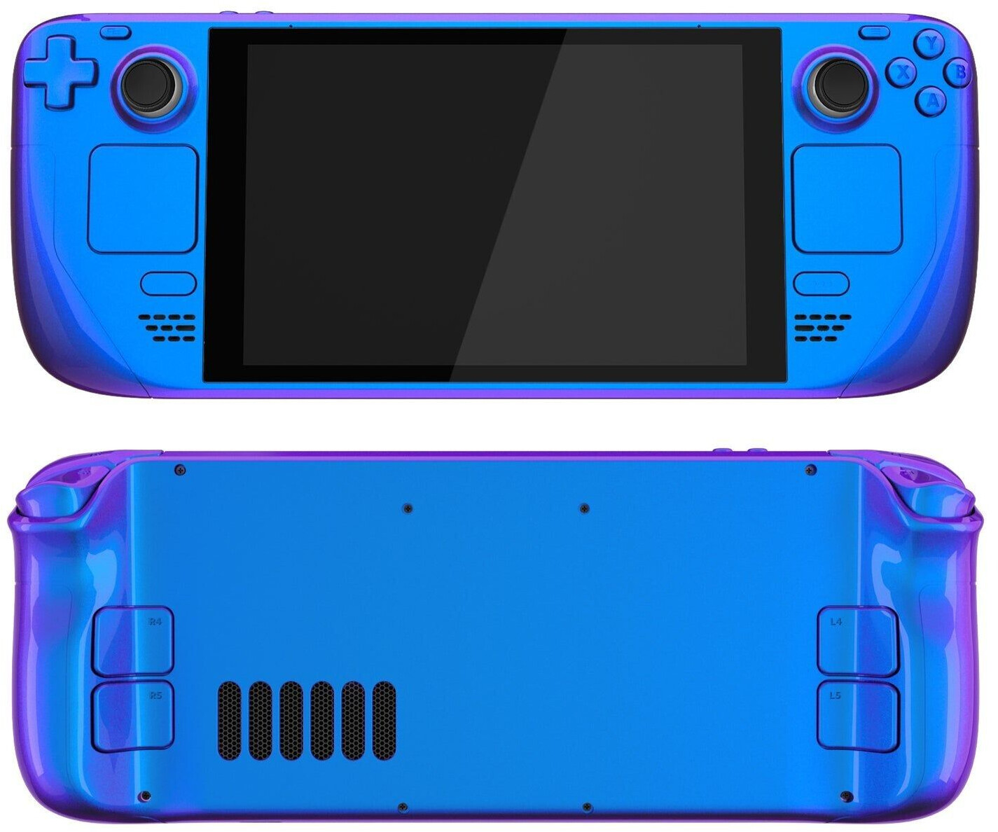 eXtremeRate Steam Deck Custom Full Set Shell with Buttons Chameleon Purple Blue