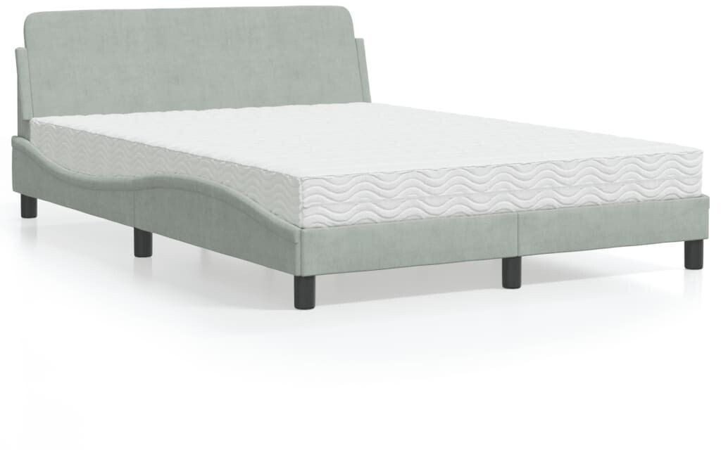 vidaXL Bed with mattress 140x190cm velvet (3208391)