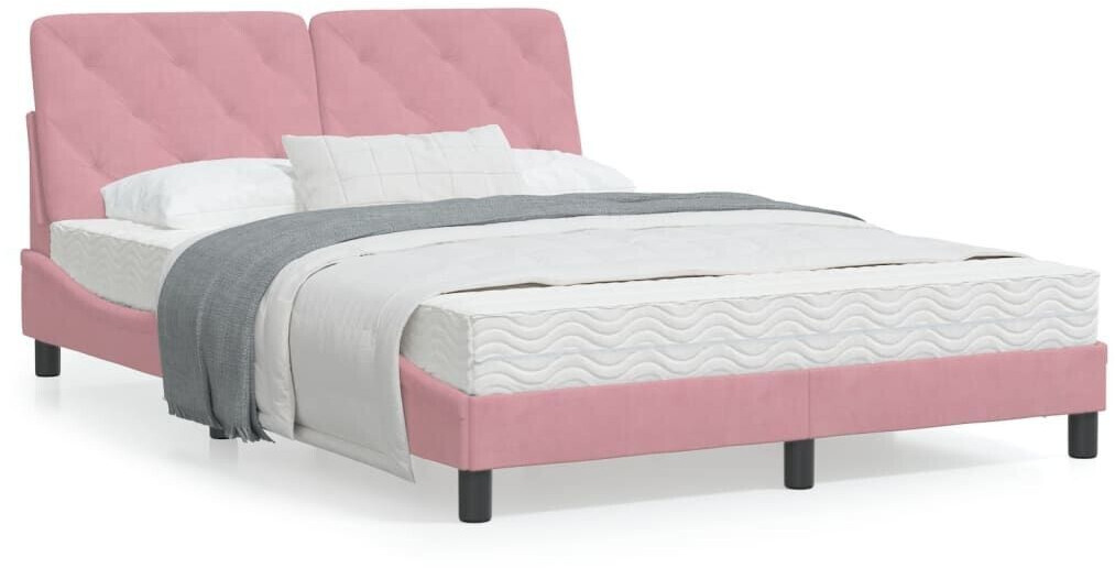 vidaXL Bed with mattress 140x200cm velvet (3208663)