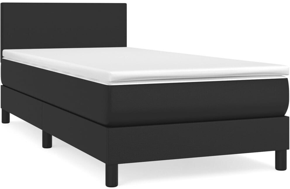 vidaXL Box spring bed with mattress 100x200cm artificial leather (3140987)