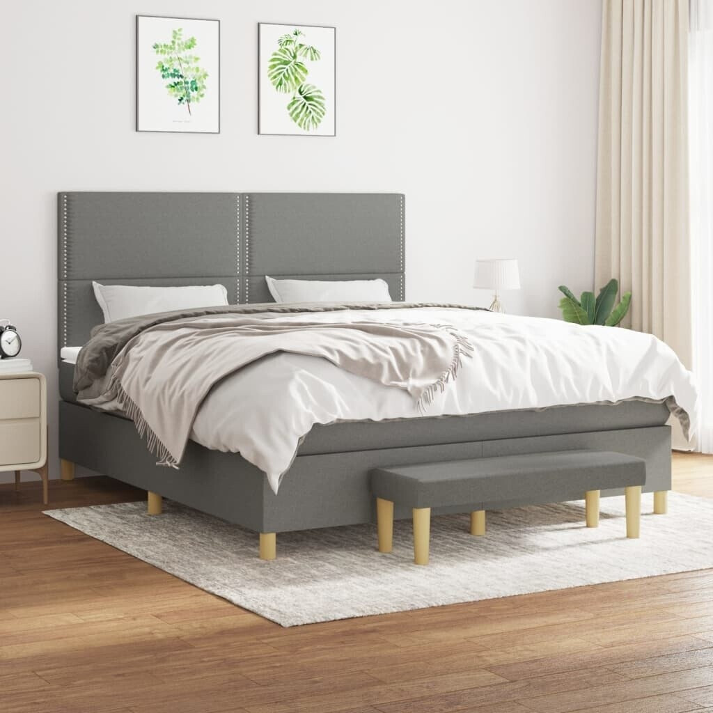 vidaXL Box spring bed with mattress 100x200cm fabric (3136974)