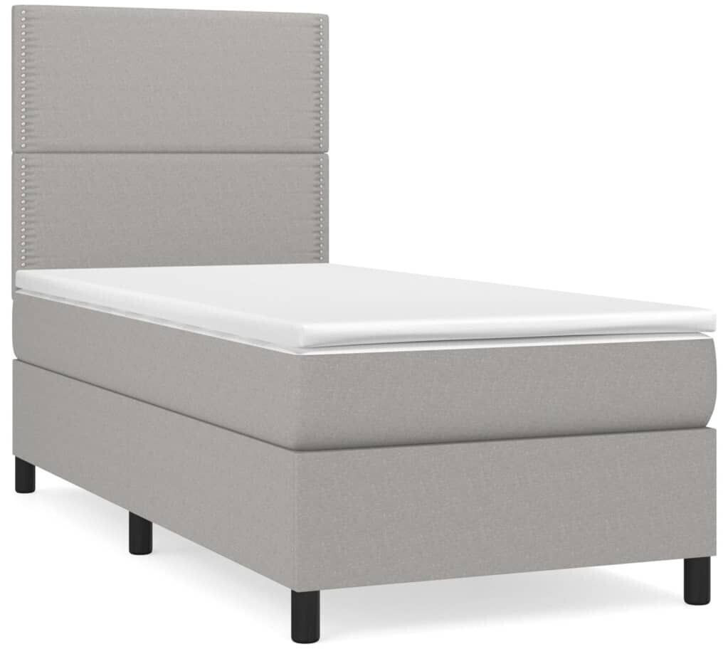 vidaXL Box spring bed with mattress 100x200cm fabric (3141673)