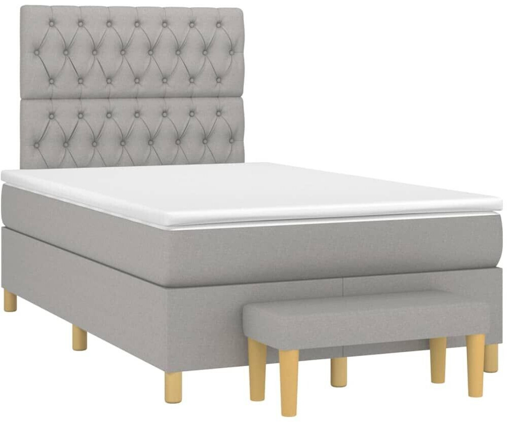 vidaXL Box spring bed with mattress 120x200cm fabric (3137381)