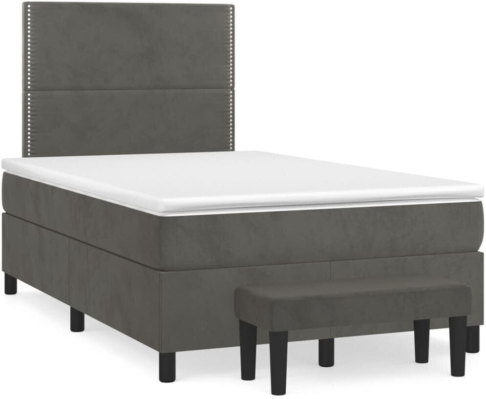 vidaXL Box spring bed with mattress 120x200cm velvet (3137774)