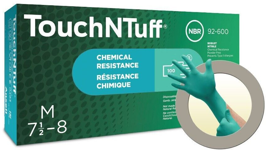 Ansell TouchNTuff nitrile gloves 92-600 size 7.5 - 8 green 100 pcs.