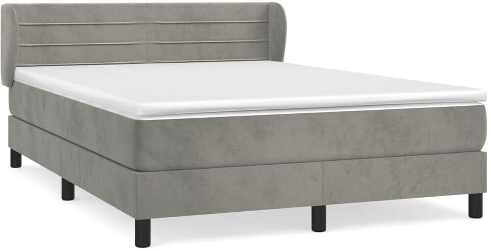 vidaXL Box spring bed with mattress 140x190cm velvet (3127547)