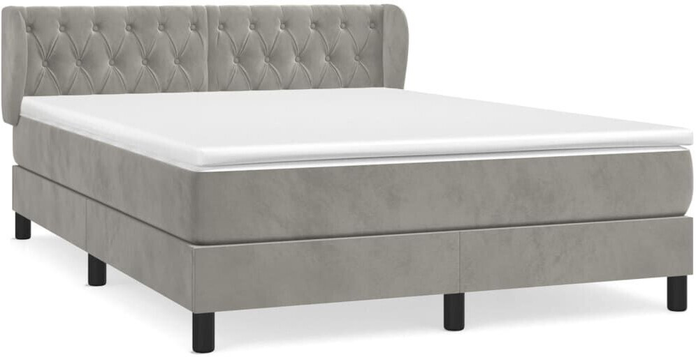 vidaXL Box spring bed with mattress 140x190cm velvet (3127667)