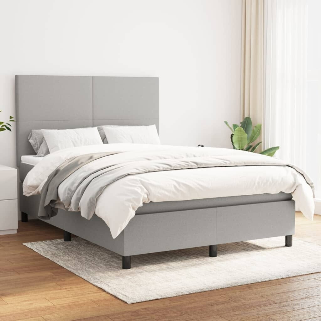 vidaXL Box spring bed with mattress 140x200cm fabric (3141617)