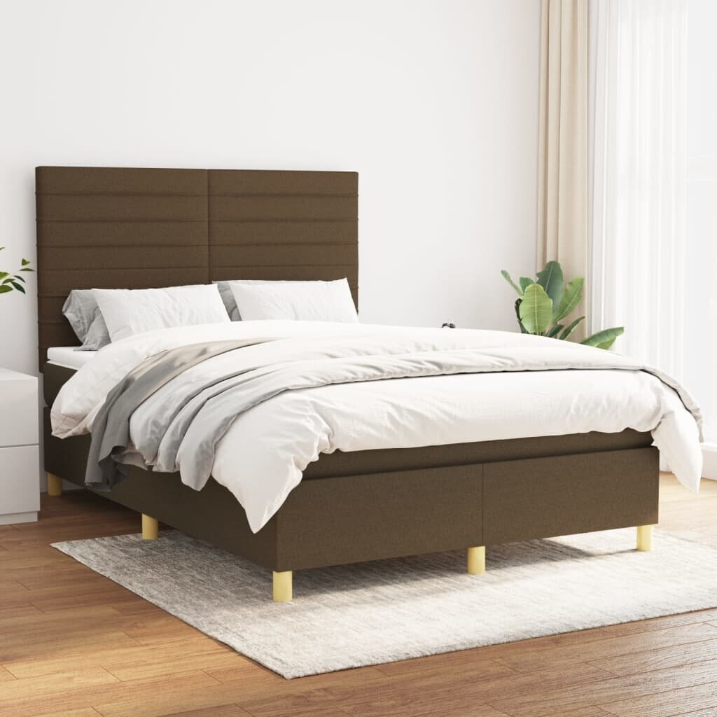 vidaXL Box spring bed with mattress 140x200cm fabric (3142420)